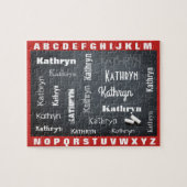 Kind dat aan Spellingnaam leert Legpuzzel (Horizontaal)