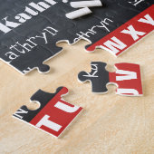 Kind dat aan Spellingnaam leert Legpuzzel (Zijkant)