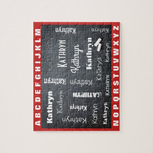 Kind dat aan Spellingnaam leert Legpuzzel (Verticaal)