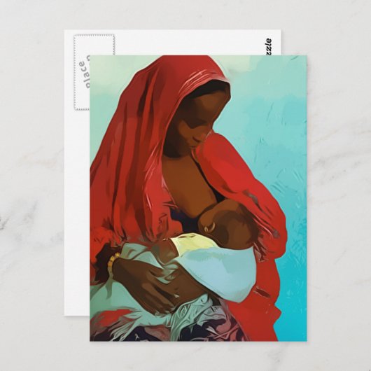 kind dat borstvoeding geeft aan een zwarte vrouw briefkaart (Voorkant / Achterkant)