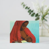 kind dat borstvoeding geeft aan een zwarte vrouw briefkaart (Staand voorkant)