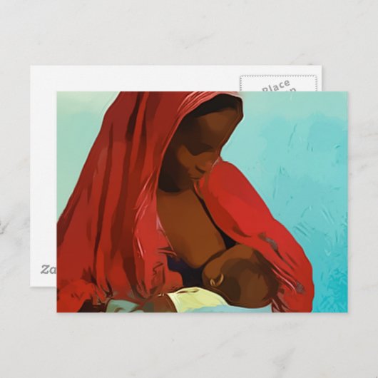 kind dat borstvoeding geeft aan een zwarte vrouw briefkaart (Voorkant / Achterkant)