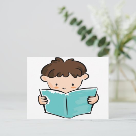 Kind dat een boek leest briefkaart (Staand voorkant)