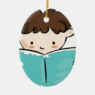 Kind dat een boek leest keramisch ornament