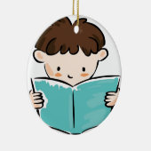 Kind dat een boek leest keramisch ornament (Rechts)