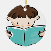 Kind dat een boek leest keramisch ornament (Voorkant)