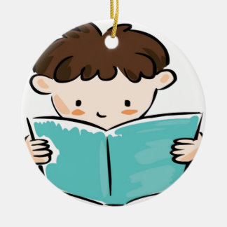 Kind dat een boek leest keramisch ornament