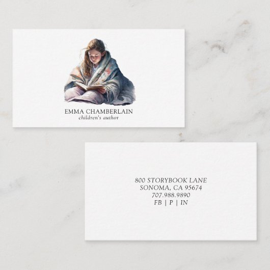 Kind dat een boekenauteur van kinderen leest visitekaartje (Voorkant / Achterkant)
