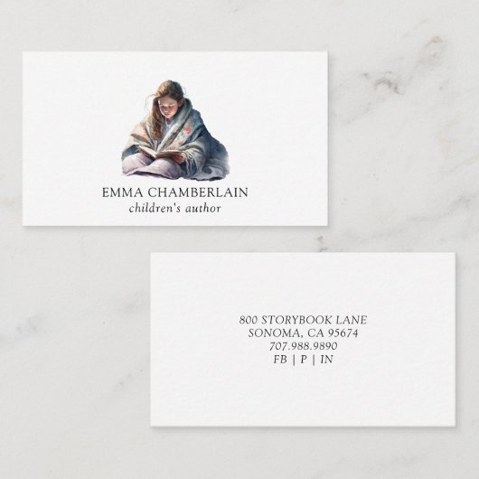 Kind dat een boekenauteur van kinderen leest visitekaartje (Voorkant / Achterkant)