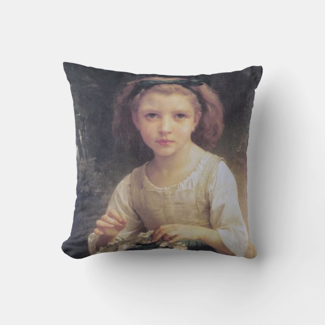 Kind dat een kroon vlecht, Bouguereau Kussen (Voorkant)