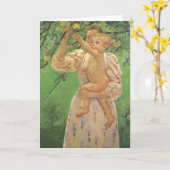Kind dat fruit plukt van Cassatt, Gefeliciteerd Mo Kaart (Gele Bloem)