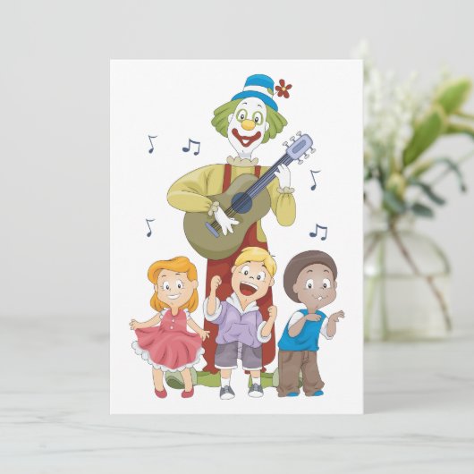 Kind dat gitaar speelt kaart (Staand voorkant)