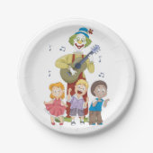 Kind dat gitaar speelt papieren bordje (Voorkant)