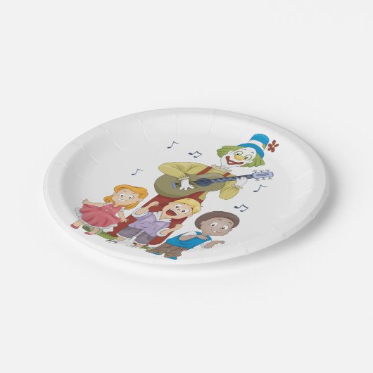 Kind dat gitaar speelt papieren bordje (Gekanteld)