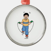 Kind dat met een Jump Rope speelt Metalen Ornament (Voorkant)