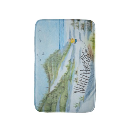 Kind dat op een strand loopt badmat (Voorkant Verticaal)