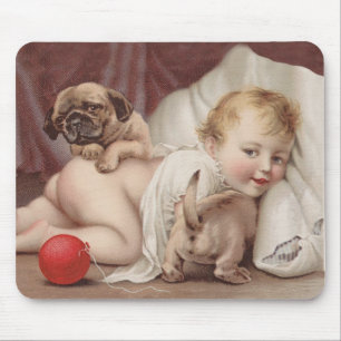 Kind dat speelt met puggen muismat