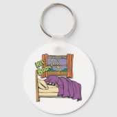 Kind dat zich in de Sleutelhanger van het bed verb (Achterkant)