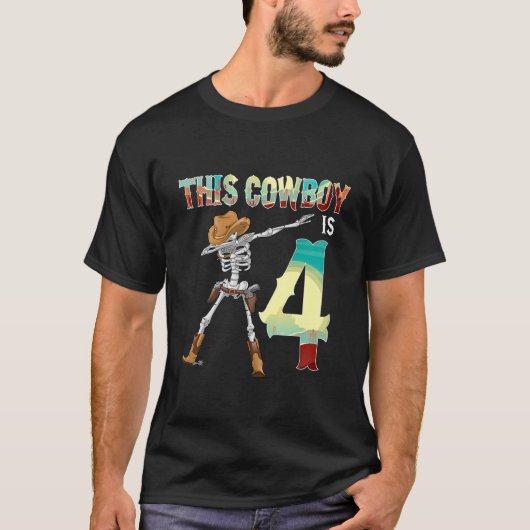 Kind Deze cowboy is 4 dobbenige skeleton T-shirt (Voorkant)