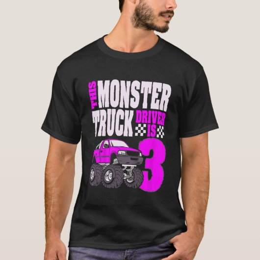 Kind Deze Monster Truck Driver is 3 sterdag boven  T-shirt (Voorkant)