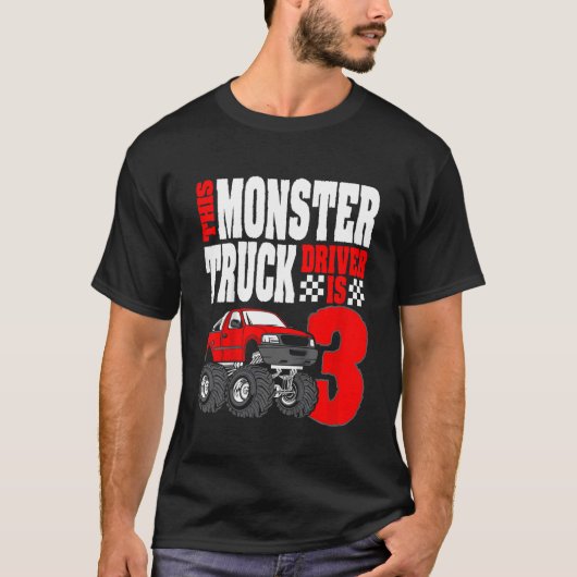 Kind Deze Monster Truck Driver is 3 sterdag boven  T-shirt (Voorkant)