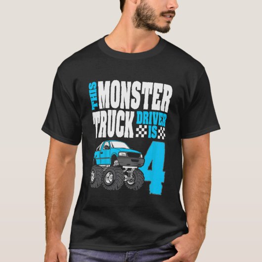 Kind Deze Monster Truck Driver is 4 sterdag boven  T-shirt (Voorkant)