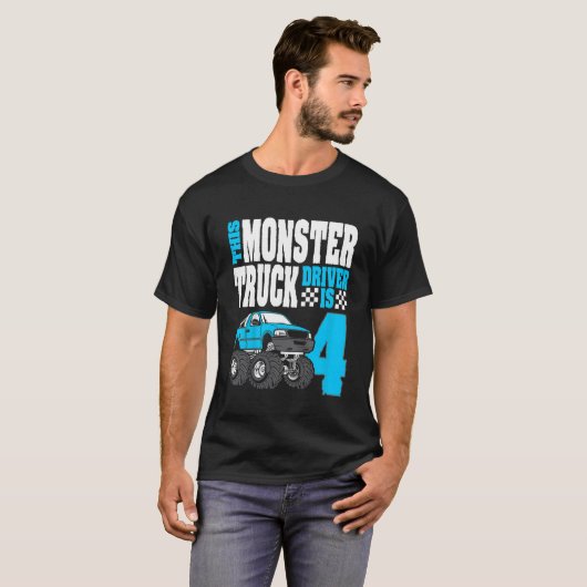 Kind Deze Monster Truck Driver is 4 sterdag boven T-shirt (Voorkant volledig)
