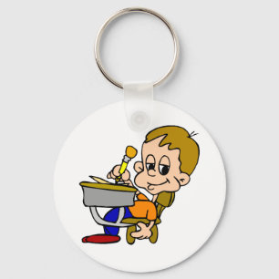 Kind die bij Bureau schrijven Sleutelhanger