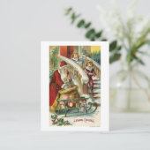 Kind die Kerstman lopen te begroeten Feestdagenkaart (Staand voorkant)