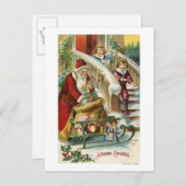 Kind die Kerstman lopen te begroeten Feestdagenkaart (Voorkant / Achterkant)