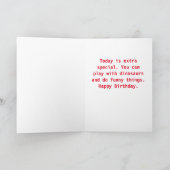 Kind Dinosaur, 5 "x 7" Gevouwen Verjaardag Kaart (Binnen)