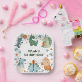 Kind Dinosaurus Verjaardagsfeest Papieren Bordje (Feest)