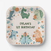 Kind Dinosaurus Verjaardagsfeest Papieren Bordje (Voorkant)