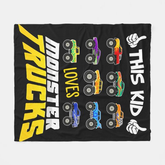 Kind dit Kind houdt van monsterwagens , jongens en Fleece Deken (Voorkant (Horizontaal))