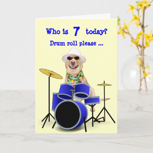 Kind Drum Roll Verjaardag Kaart (Gele Bloem)