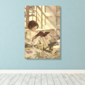  kind Een boek lezen, Jessie Willcox Smith Canvas Afdruk (Insitu (Houten vloer))