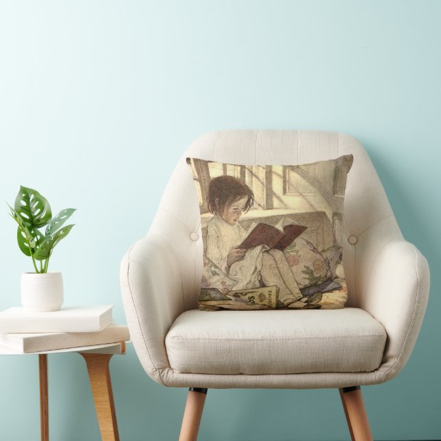 kind Een boek lezen, Jessie Willcox Smith Kussen (Stoel)
