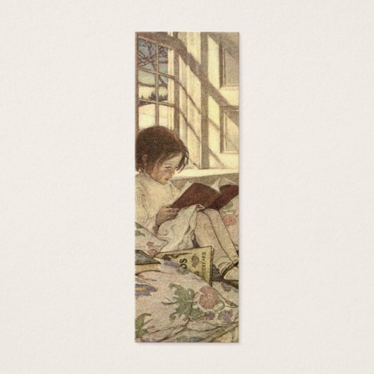  kind Een boek lezen, Jessie Willcox Smith Mini Visitekaartjes (Voorkant)