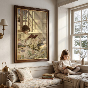  kind Een boek lezen, Jessie Willcox Smith Poster
