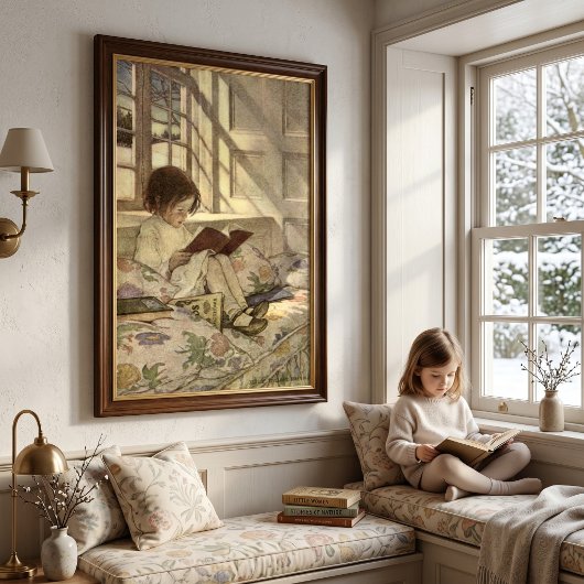 kind Een boek lezen, Jessie Willcox Smith Poster