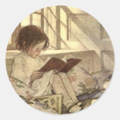  kind Een boek lezen, Jessie Willcox Smith Ronde Sticker (Voorkant)