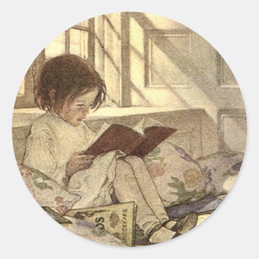 kind Een boek lezen, Jessie Willcox Smith Ronde Sticker (Voorkant)
