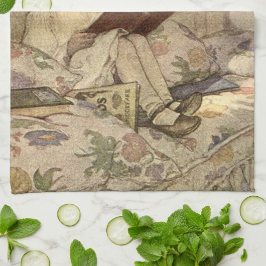  kind Een boek lezen, Jessie Willcox Smith Theedoek (Gevouwen)