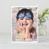 Kind eenvoudige Schattigee foto blauw verjaardagsf Kaart (Staand voorkant)