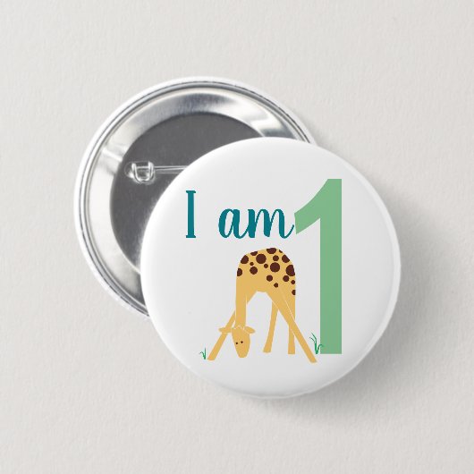 Kind Eerste verjaardag Moderne Giraffe Button (Voorkant /achterkant)