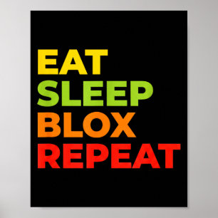 Kind Eet Slaap Blokken Herhalen - Kinderen Gaming Poster