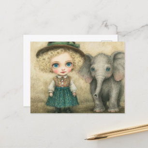 Kind en Baby olifant Briefkaart