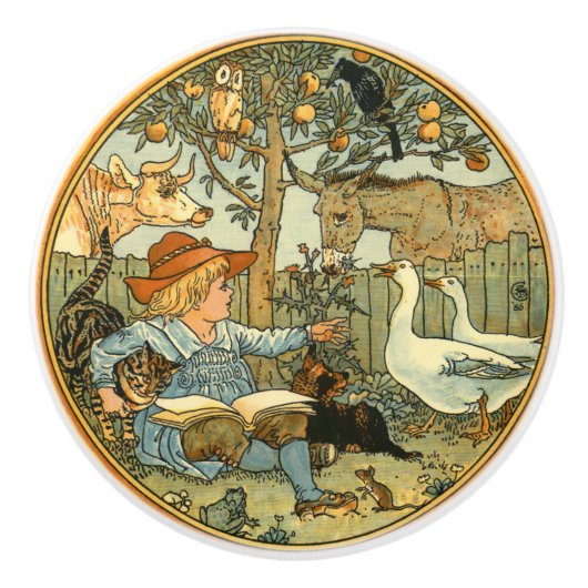  kind en dieren door Walter Crane Keramische Knop (Voorkant)