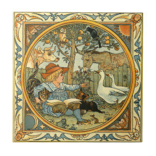  kind en dieren door Walter Crane Tegeltje