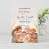 Kind en Familie Illustratie Meisje Doop Kaart (Staand voorkant)